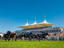 Ryan Moore on Land Force (4) winning the Qatar Richmond Stakes on Ladies' Day on the third day of the Qatar Goodwood Festival 2018 (QGF)..Picture date: Thursday August 2, 2018..Photograph by Christopher Ison ©.07544044177.chris@christopherison.com.www.christopherison.com